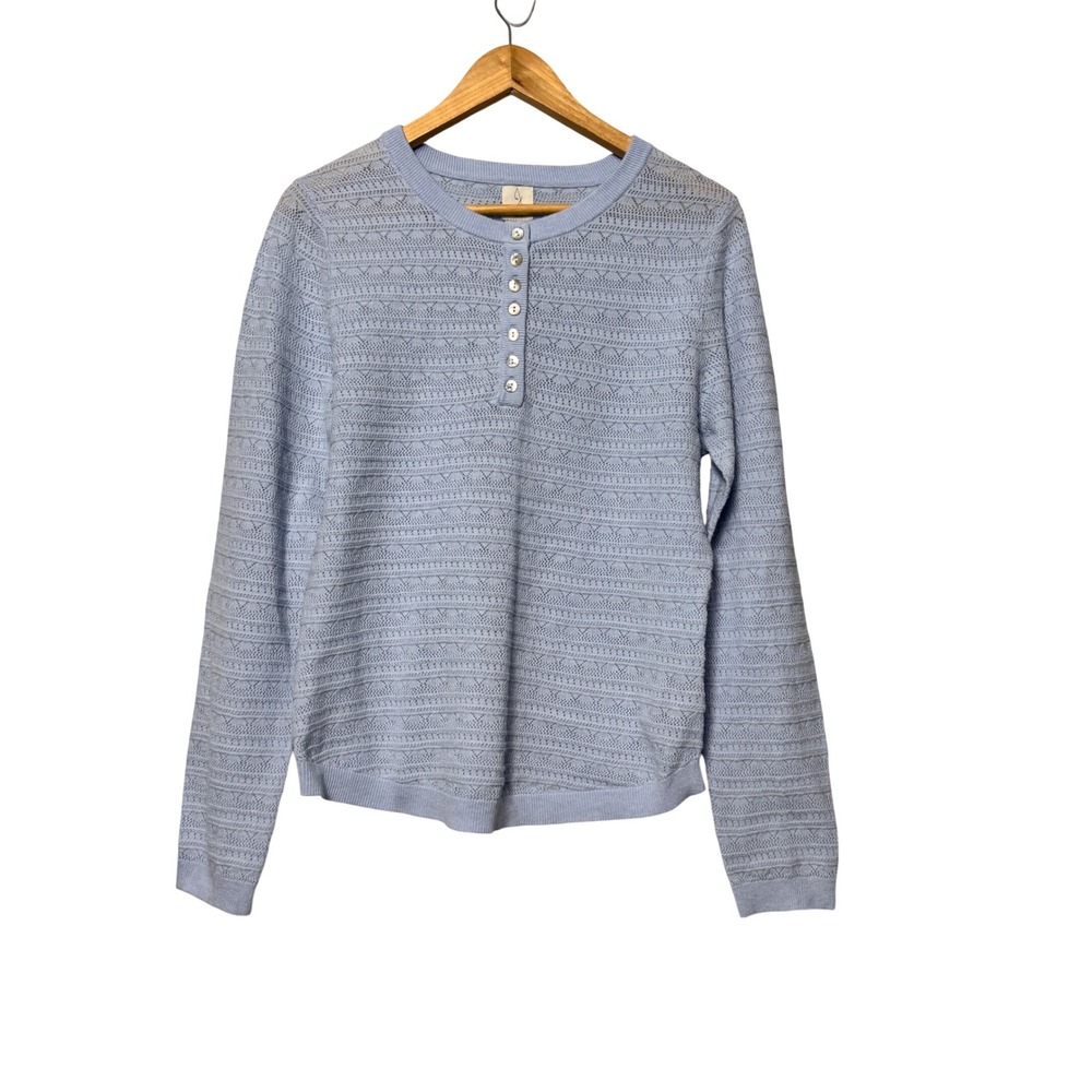 Joie‎ Light Blue Pointelle Knit Cardigan Mother of Pearl Buttons Size Large